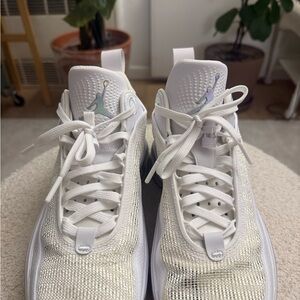 Jordan Athletic Shoes in White and Silver